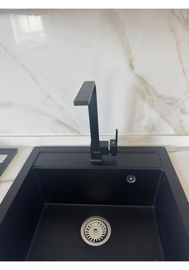 Kare Siyah Model Aç Kapa Mutfak Eviye Bataryası Siyah