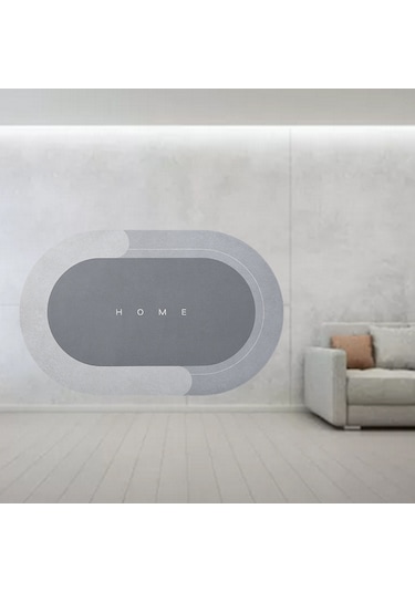 Suntek Kapı Paspası Giriş Çabuk Kuruyan Halı Zemin Gri 40x60cm Oval