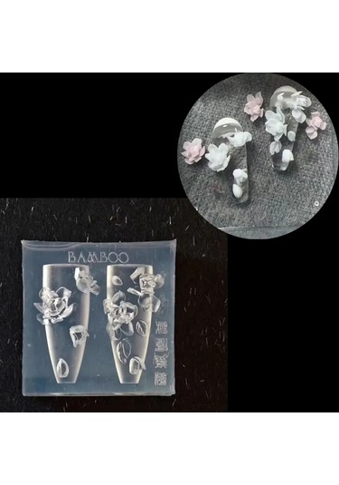 1 Adet Manolya Çiçek Yılan Gül Çiçek 3d Akrilik Tırnak Kalıp Nail Art Süslemeleri Silikon Damgalama Plakaları Tırnak Aksesuarları Bordo