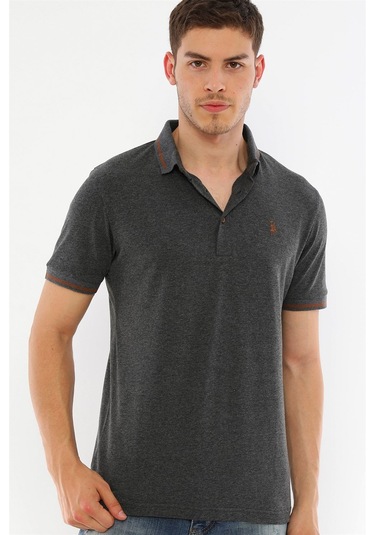 T8586 Dewberry Erkek Polo Yaka T-shırt-antrasit Antrasit