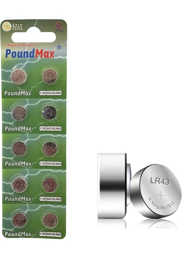 10 X Poundmax Ag12,lr43,lr1142,386,1,5v Alkalin Düğme Pil