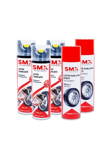 Lastik Tamir Kiti 500 Ml 3 Adet + Lastik Parlatma Spreyi 500 Ml 2 Adet 5 Al, 3 Öde