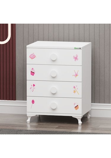 Elegant Mdf Çıtalı Beşik + Şifonyer - Prenses Beyaz