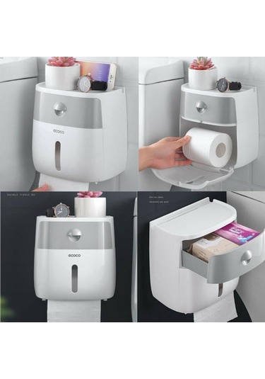 Su Geçirmez Duvara Monte Tuvalet Rulo Sahipleri Havlu Banyo Doku Kağıt Kutusu Depolama Raf Mutfak Kağıt Dağıtıcı Depolama Rafları Ve Amp Raflar 22 x 13.6 x 11.2 CM