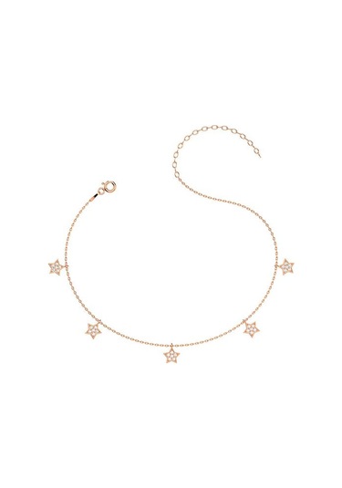 İndigo Takı Küçük Yıldız Rose Gümüş Halhal Çok Renkli