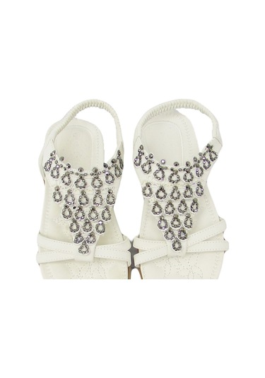 GUJA BLG22Y121 BEYAZ KIZ ÇOCUK ARKADAN LASTİKLİ TAŞLI SANDALET Beyaz