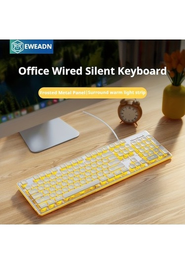 Fastbuy Erkenok Mekanik Oyun Klavyesi Sessiz Düğmeli Turuncu Arkadan Aydınlatmalı Usb Kablolu