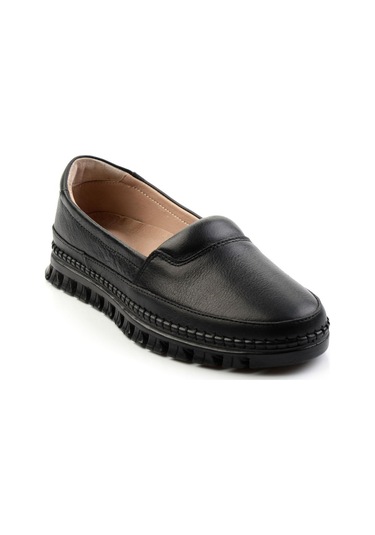 Siyah Hakiki Deri Kadın Casual Ayakkabı K01518024403 Siyah