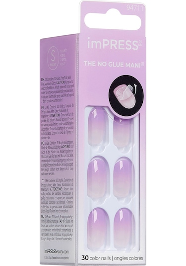 İmpress Color Kendinden Yapışkanlı Takma Tırnak Kısa Ombre Mor