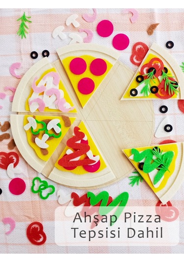Keçe Pizza Oyun Seti Montessori Aktivite