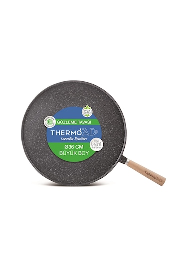 Thermoad Gözleme Tavası 36 CM Ahşap Saplı Gri