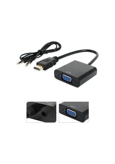 HDMI To Vga Ses Çevirici Dönüştürücü Kablo