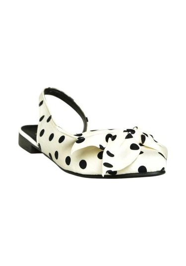 Fox Shoes H726809004 Beyaz Puantiye/siyah Kumaş Kadın Babet Beyaz Puantiye/siyah-kumaş