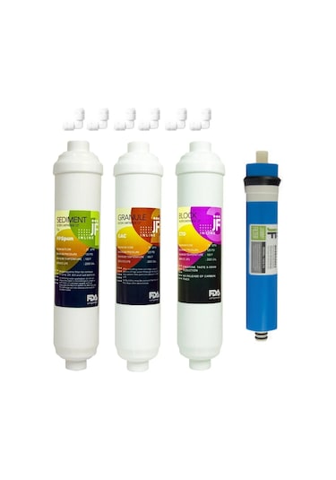 Inline Kapalı Kasa Su Arıtma Cihazı Jammy Jf Membranlı 4lü Filtre Seti 12 İnch