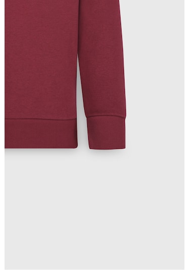 AC&Co / Altınyıldız Classics Erkek Bordo Standart Fit Normal Kesim İçi Polarlı Bisiklet Yaka Sweatshirt Bordo