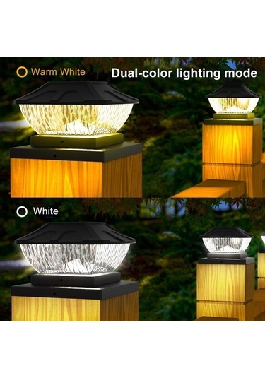 Opulentliving Güneş Enerjili Bahçe Aydınlatma - Ip65 Su Geçirmez 6x6 Sütun Lamba, 600mah Pil Siyah Siyah