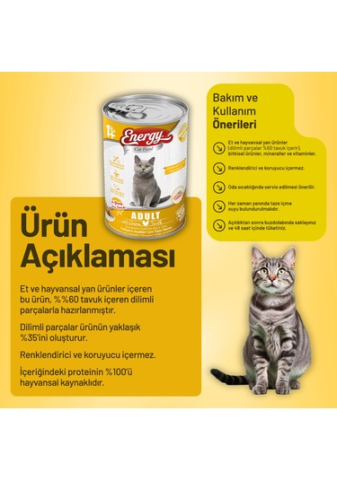 Energy Tavuklu Yetişkin Yaş Kedi Maması 400 G - 6 Adet