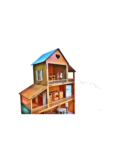 Woodylife Ahşap Barbi Bebek Oyun Evi Turumcu 80Cm Çocuk Oyuncak