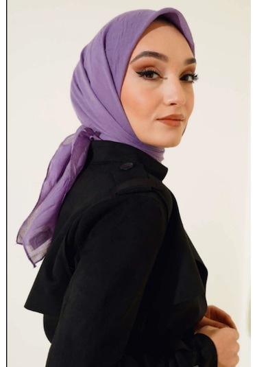 Melodi Scarf Kadın Tesettür Pratik Bambu Kraş Eşarp Mor Mor