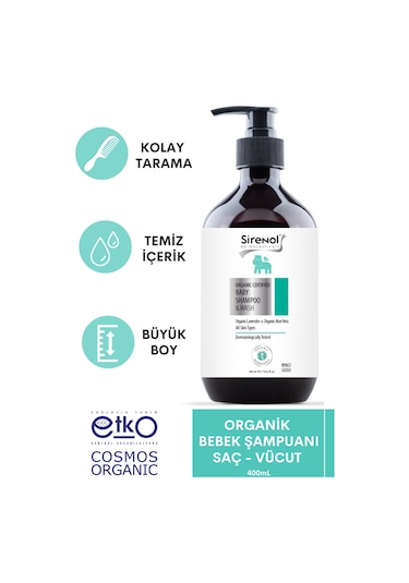 Sirenol Organik Bebek Saç Vücut Şampuanı 400 mL