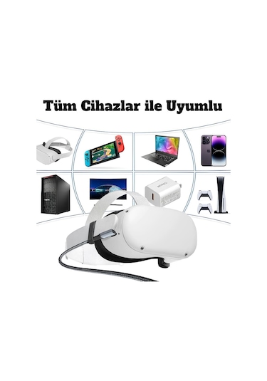 Cosmostech Oculus Quest 1/2 Uyumlu USB 3.2 To Type-C Data Aktarım ve Şarj Kablosu 3 Metre