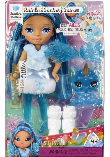 Kanatlı Mini Rainbow High Littles Gökkuşağı Perisi Bebeği Sapphire Bradshaw Oyuncak Seti Maviş Bebek - 14 Cm