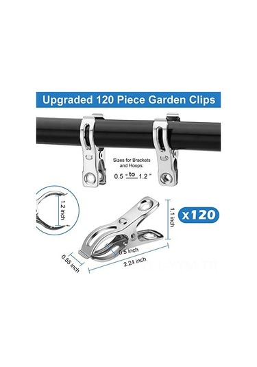 Geeksen 120 Adet Paslanmaz Çelik Bahçe Klipsi - Seracılık Ağı Sabitleyici, Gölge Bezi Bitki Örtüsü Tutucu, Bahçe Direği Sabitleyici Seti