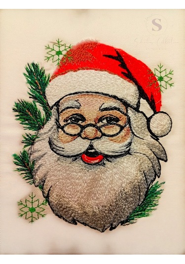 Noel Baba Nakışlı Fırfırlı Buldan Keteni Yastık Kılıfı 43 X 43 1 Adet Dolgusuz Çok Renkli