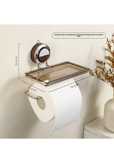 Skycity Banyo Duvar Tipi Kağıt Tutucu, Delme Yok, Süpürge Çubuğu Montajı, Lüks Tasarım, Çok Amaçlı Depolama, Ahşap Tonu Diğer
