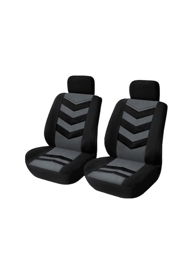 Ön Koltuk Kılıfı 4'lü Set Siyah+koyu Gri, Yeni Tasarım, Bel Yastığı, Nemlendirici, Kolay Kurulum, Evrensel Uyum Otomobil, Kamyon, Minivan, Suv