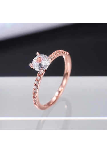 Altın 1 Adet Erkek Işıltılı Ve Göz Kamaştırıcı Zirkonya Nişan Veya Alyans Onun İçin 9 Altın