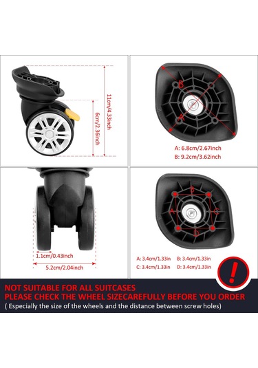 Suntek Bavulu Tekerlekleri Yedek Aralığı 1,3 A18 Döner 4 Adet Frenli