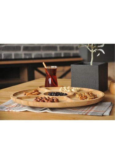 Bambum Victoria - Dönen Bölmeli Servis Tabağı Küçük B2538 Ahşap