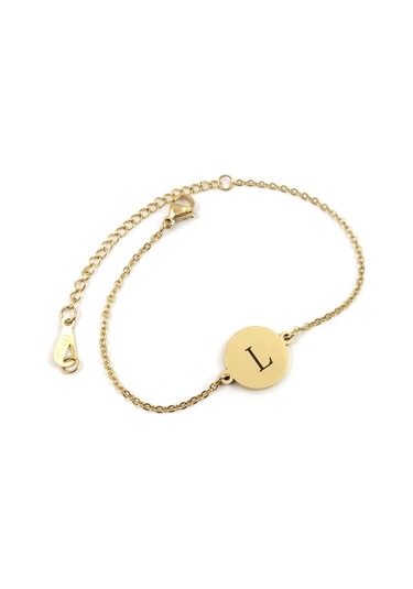 Kadın Paslanmaz Çelik Alfabe İlk Pretty Zarif Moda Şık Bilezik Mektup Zinciri Basit Paslanmaz Çelik Nedime L Altın