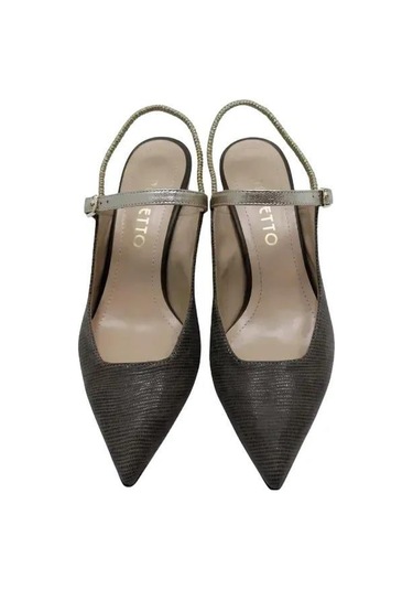 Poletto Hakiki Deri Altın Ayakkabı Stiletto 9841 88-1346 Altın