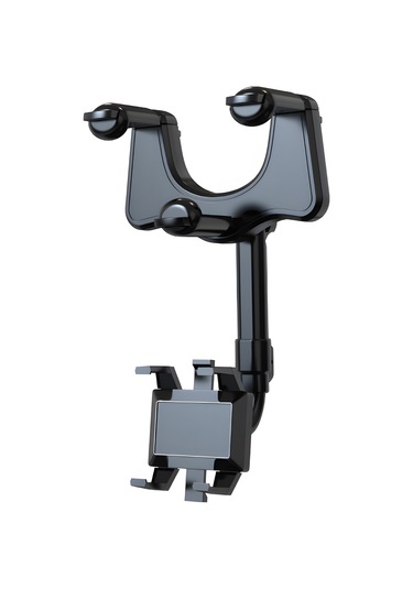 Youmex Araç Geribakış Aynası Telefon Tutucu - 3-6cm Kalınlık Uyumlu, Döner Ve Geri Çekilebilir Ar Navigasyon Stendi Siyah