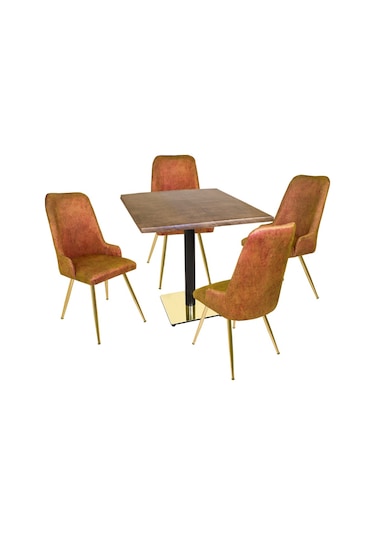 Beymobilya Karanfil Gold Werzalit Kare - Çırağan Gold Masa Takımı (80X80) (520892021)