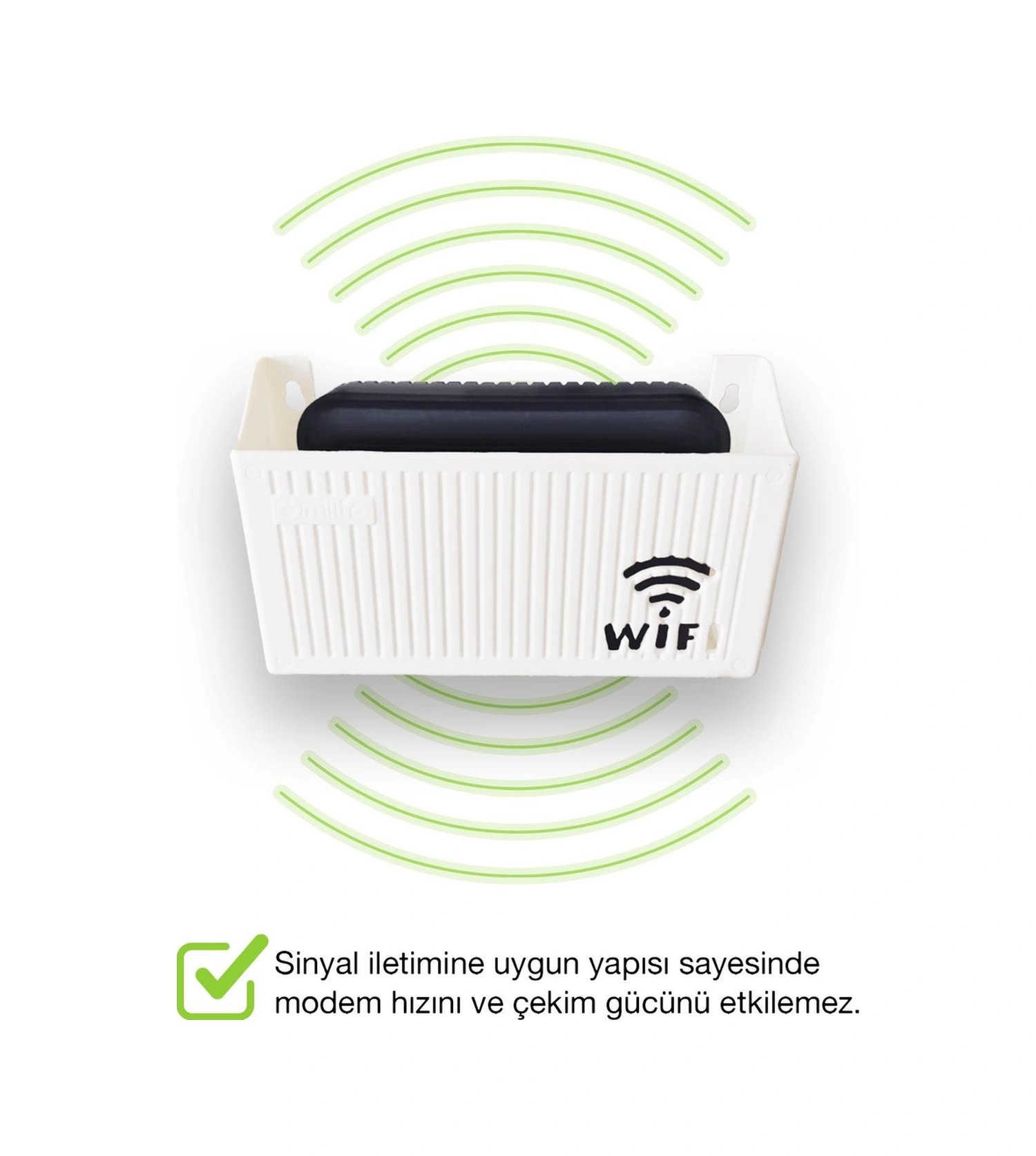 Duvara Asılabilir Modem Wifi Saklama Kutusu Pleksi Minimalist Tasarım 25x15x6 Cm Beyaz