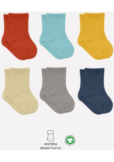 Bistyle Colors 6'lı Penye Düz Soket Çorap Bs6000 Kiremit 001