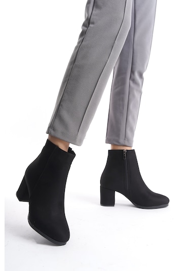 Kadın Liva Düz Topuklu Kısa Bot Siyah Süet