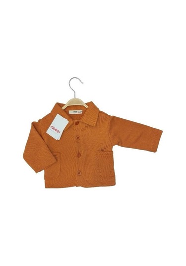 Erkek Bebek Pamuklu Örme Ceket-13797 Turuncu