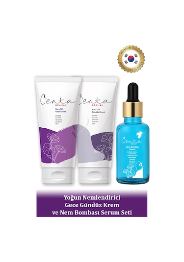C'enta Beauty Kuru Ciltler için Gündüz Kremi 50 ML + Gece Kremi 50 ML + Nem Bombası Serum 30 ML