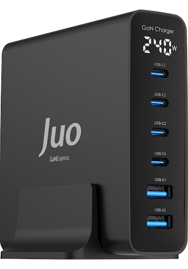 Juo 240W Gan PD 3.1 Masaüstü Hızlı Şarj Cihazı 4 Type-C + 2 Usb-A iPhone & Macbook & Laptop Uyumlu Şarj Aleti