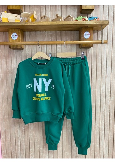 Aysbebe Snook Sloganlı Çocuk Eşofman Takım Unısex Yeşil