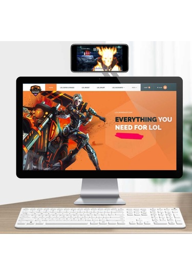 Laptop - Monitör Yanı Telefon Tutucu Mıknatıslı Sj05-Gümüş