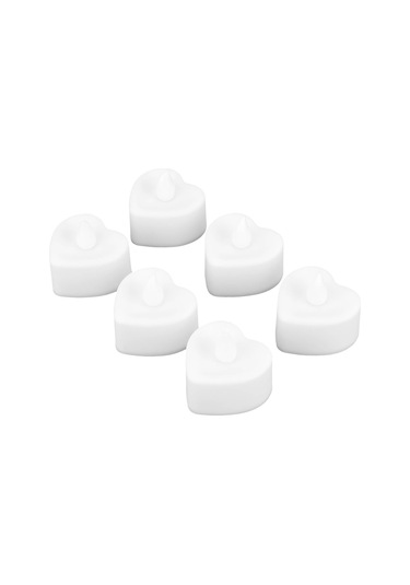 Lemestar 6 Adet Kalp Şeklinde Imitasyon Mum Aydınlatması, Evlilik Ve Tatiller İçin Islak Beyaz Işık, Dekoratif Ambiyans Lambaları Pil Dahil Değil Diğer