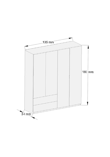 toccomobilya Tocco 1005 Nova 4 Kapaklı 2 Çekmeceli Askılıklı Gardırop