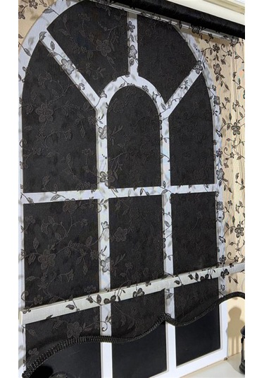 Çift Mekanizmalı Siyah Tül Perde Ve Ekru Stor Perde Stb45248-v112