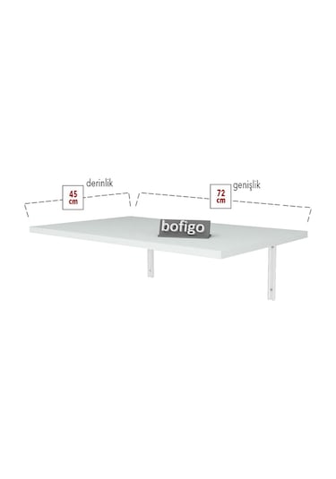 Bofigo Katlanır Duvara Monte Mutfak Çalışma Masası 72 x 45 CM Beyaz