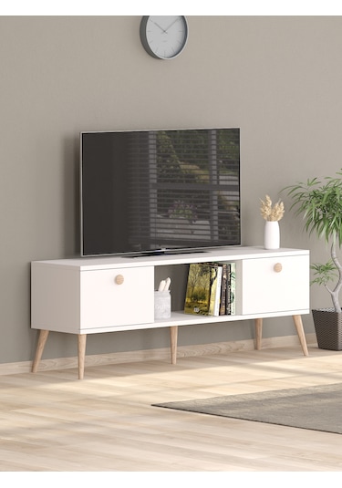 140 Cm Ela Beyaz Tv Ünitesi